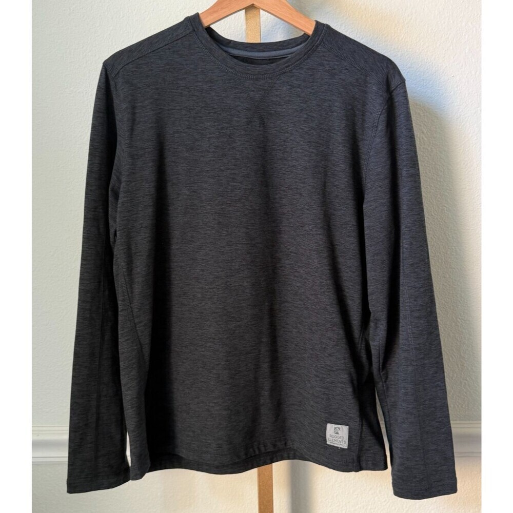 RUGGED ELEMENTS Men's  Long Sleeve Crew Tee Dark Gray Top Size Small Outdoors